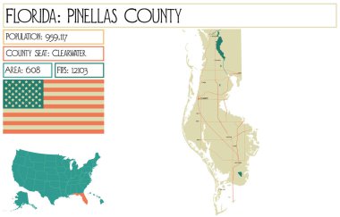 Florida 'daki Pinellas County' nin geniş ve detaylı haritası..