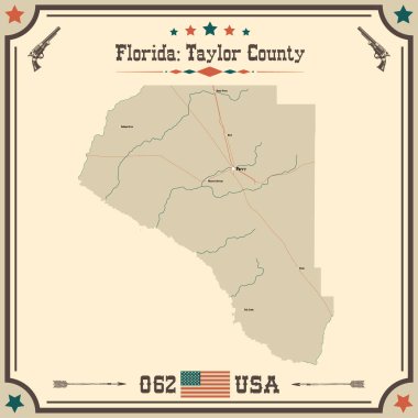Taylor County, Florida 'nın geniş ve doğru bir haritası..