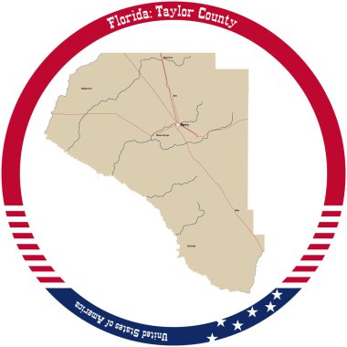 Florida, ABD 'deki Taylor County haritası daire şeklinde dizilmiş..