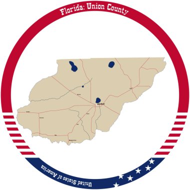 Florida, ABD 'deki Union County haritası daire şeklinde dizilmiş..