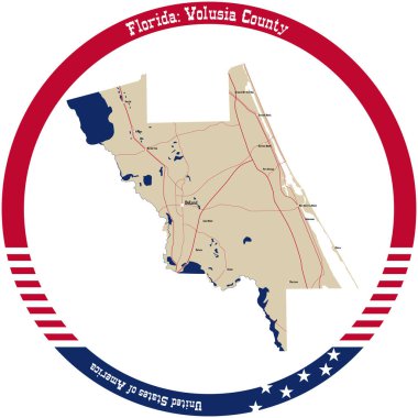 Florida 'daki Volusia County Haritası..