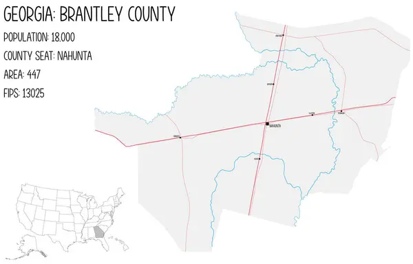 stock vector Large and detailed map of Brantley County in Georgia, USA.