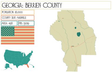 Georgia 'daki Berrien County' nin geniş ve detaylı haritası..