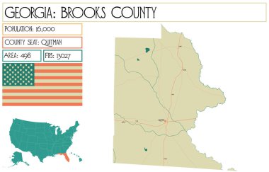 Georgia 'daki Brooks County' nin geniş ve detaylı haritası..