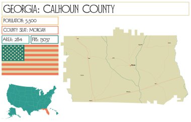 Georgia 'daki Calhoun County' nin geniş ve detaylı haritası..