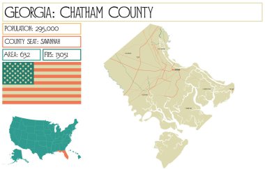 Georgia 'daki Chatham County' nin geniş ve detaylı haritası..