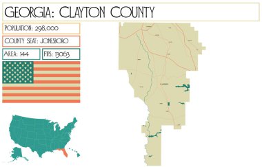 Georgia 'daki Clayton County' nin geniş ve detaylı haritası..
