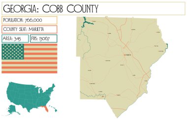 Georgia 'daki Cobb County' nin geniş ve detaylı haritası..