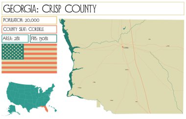Georgia 'daki Crisp County' nin geniş ve detaylı haritası..