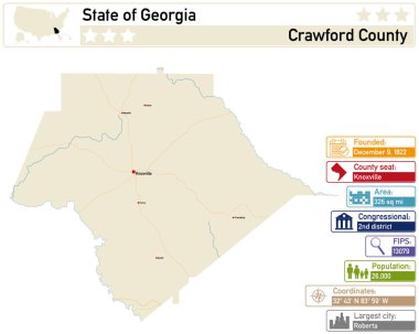 Georgia 'daki Crawford County' nin detaylı bilgi ve haritası.