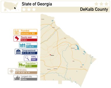 Gürcistan 'daki DeKalb County' nin ayrıntılı bilgi ve haritası.