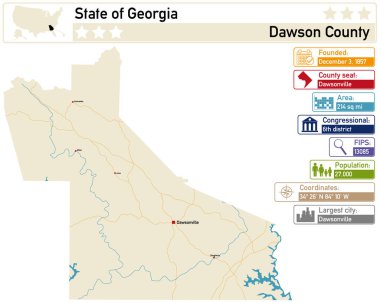 Georgia 'daki Dawson County' nin detaylı bilgi ve haritası.