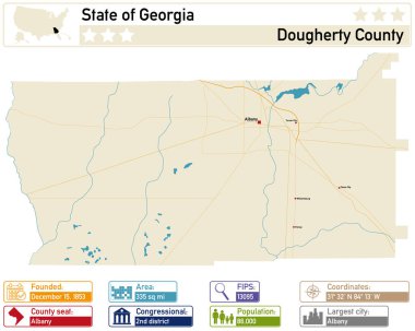 Gürcistan 'daki Dougherty County' nin detaylı bilgi ve haritası.