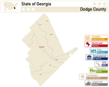 Georgia 'daki Dodge County' nin detaylı bilgi ve haritası.