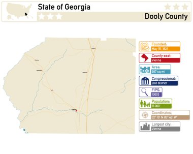 Gürcistan 'daki Dooly County' nin ayrıntılı bilgi ve haritası.