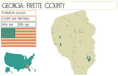 Georgia 'daki Fayette County' nin geniş ve detaylı haritası..