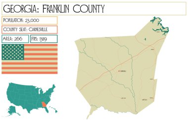 Georgia 'daki Franklin County' nin geniş ve detaylı haritası..