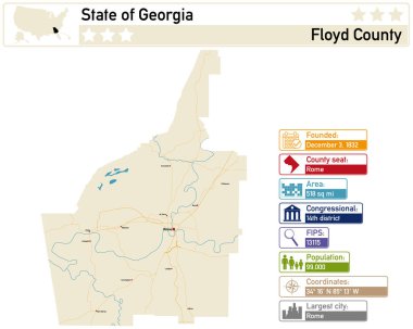 Georgia 'daki Floyd County' nin detaylı bilgi ve haritası.