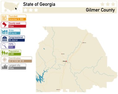 Gürcistan 'daki Gilmer County' nin ayrıntılı bilgi ve haritası.