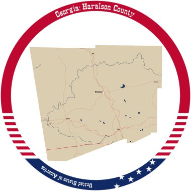 Gürcistan 'daki Haralson ilçesinin haritası bir daire şeklinde düzenlenmiş..