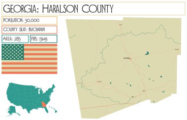 Georgia 'daki Haralson County' nin geniş ve detaylı haritası..