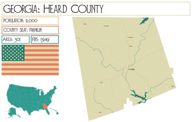 Gürcistan 'daki Heard County' nin geniş ve ayrıntılı haritası.