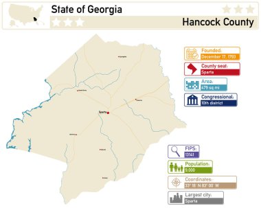 Georgia 'daki Hancock County' nin ayrıntılı bilgi ve haritası.