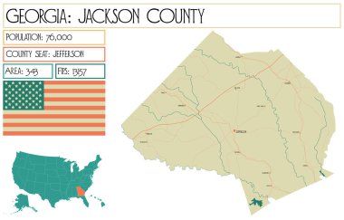 Georgia 'daki Jackson County' nin geniş ve detaylı haritası..