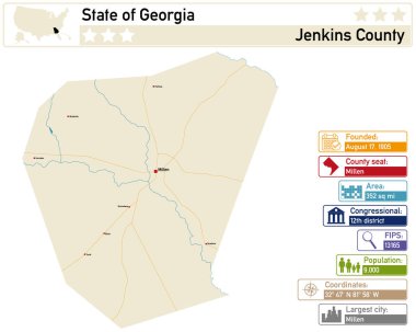 Gürcistan 'daki Jenkins County' nin detaylı bilgi ve haritası.