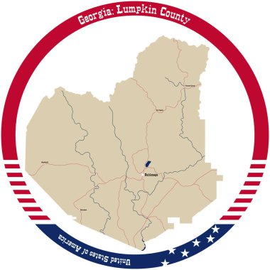 Map of Lumpkin County in Georgia, USA arranged in a circle. clipart