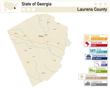 Georgia 'daki Laurens County' nin detaylı bilgi ve haritası.