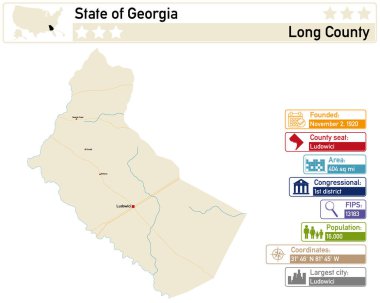 Georgia 'daki Long County' nin detaylı bilgi ve haritası.