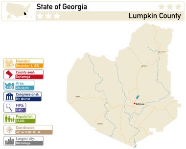 Gürcistan 'daki Lumpkin County' nin ayrıntılı bilgi ve haritası.