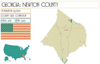 Georgia 'daki Newton County' nin geniş ve detaylı haritası..
