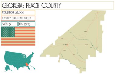 Georgia 'daki Peach County' nin geniş ve detaylı haritası..