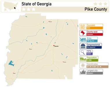 Georgia 'daki Pike County' nin detaylı bilgi ve haritası.