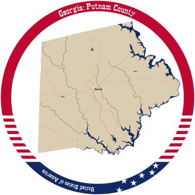 Map of Putnam County in Georgia, USA arranged in a circle. clipart