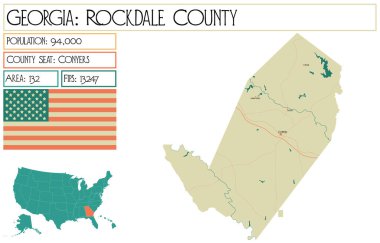Georgia 'daki Rockdale County' nin geniş ve detaylı haritası..