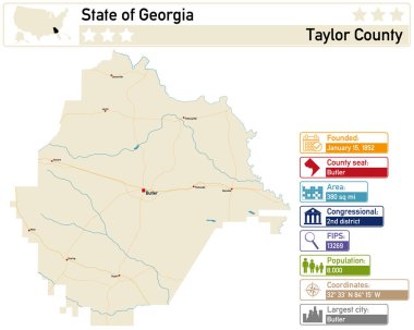 Georgia 'daki Taylor County' nin ayrıntılı bilgi ve haritası.
