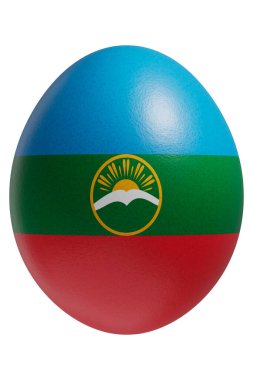 Yüzeyinde Karachay-Çerkessia bayrağı olan bir paskalya yumurtası..