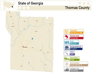 Georgia 'daki Thomas County' nin detaylı bilgi ve haritası.