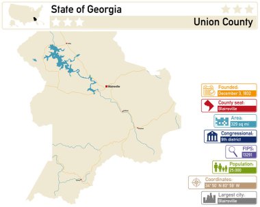 Gürcistan 'daki Union County' nin ayrıntılı bilgi ve haritası.