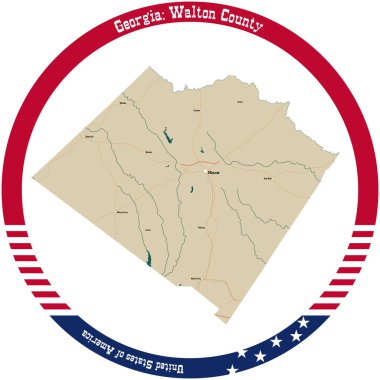 Gürcistan 'daki Walton ilçesinin haritası bir daire şeklinde düzenlenmiş..