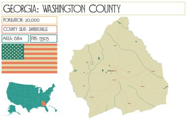 Georgia 'daki Washington County' nin geniş ve detaylı haritası..