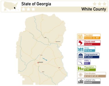 Gürcistan 'daki White County' nin ayrıntılı bilgi ve haritası.