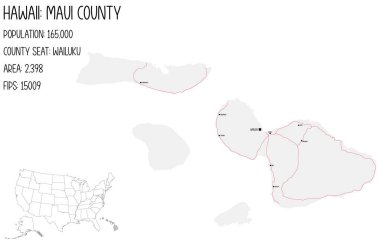 Hawaii, ABD 'deki Maui ilçesinin geniş ve detaylı haritası..