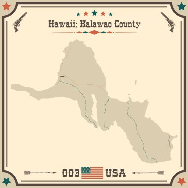 Kalawao County 'nin geniş ve doğru haritası, Hawaii, ABD.