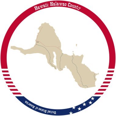 Hawaii, ABD 'deki Kalawao ilçesinin haritası bir daire şeklinde düzenlenmiş..