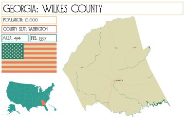 Georgia 'daki Wilkes County' nin geniş ve detaylı haritası..