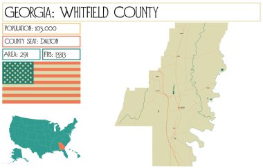 Georgia 'daki Whitfield County' nin geniş ve detaylı haritası..